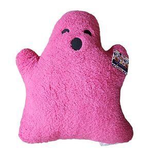 Novogratz Hot Pink Ghost Sherpa Throw Pillow Halloween Bedding Decor 22"